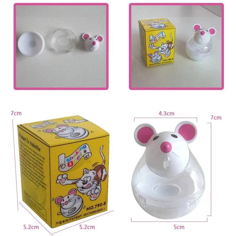 White Mouse Tumbler Leak Food Feeder Pet Puzzle Cartoon Cats Toy Leakage Ball Kitten Interactive Toys Slow Feeding Pet Supplies - TrendyPet's Zone