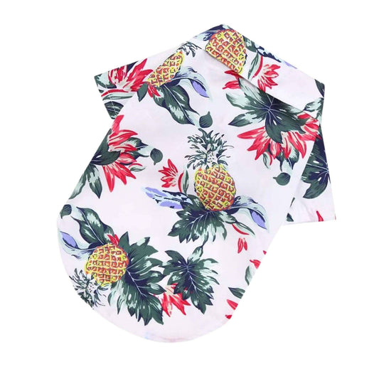 White Pet Hawaiian Beach Style T-Shirts Thin Breathable Summer Clothes for Small Dog Puppy Pet Cat Kitten Vest - TrendyPet's Zone