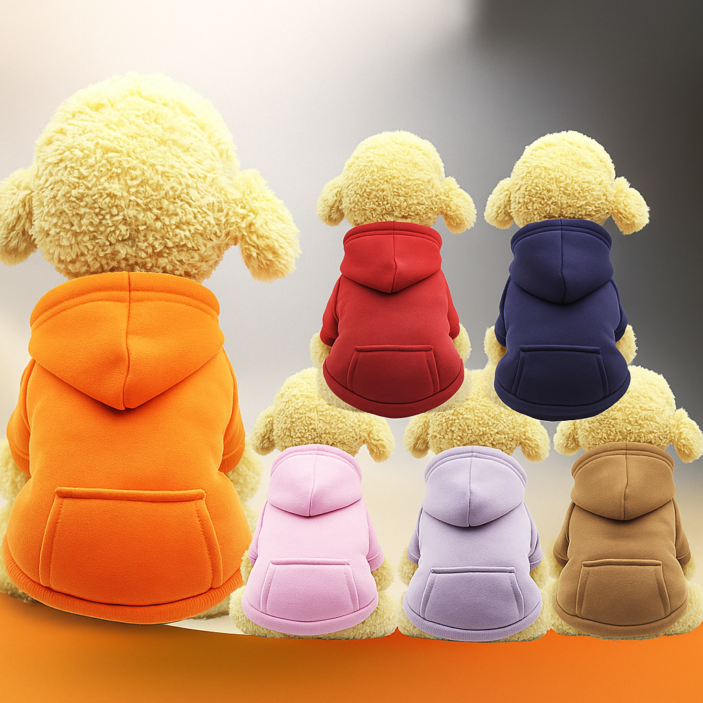 Wine red cozy fleece dog hoodie with colorful design, soft and warm, perfect for cold weather for small dogs.