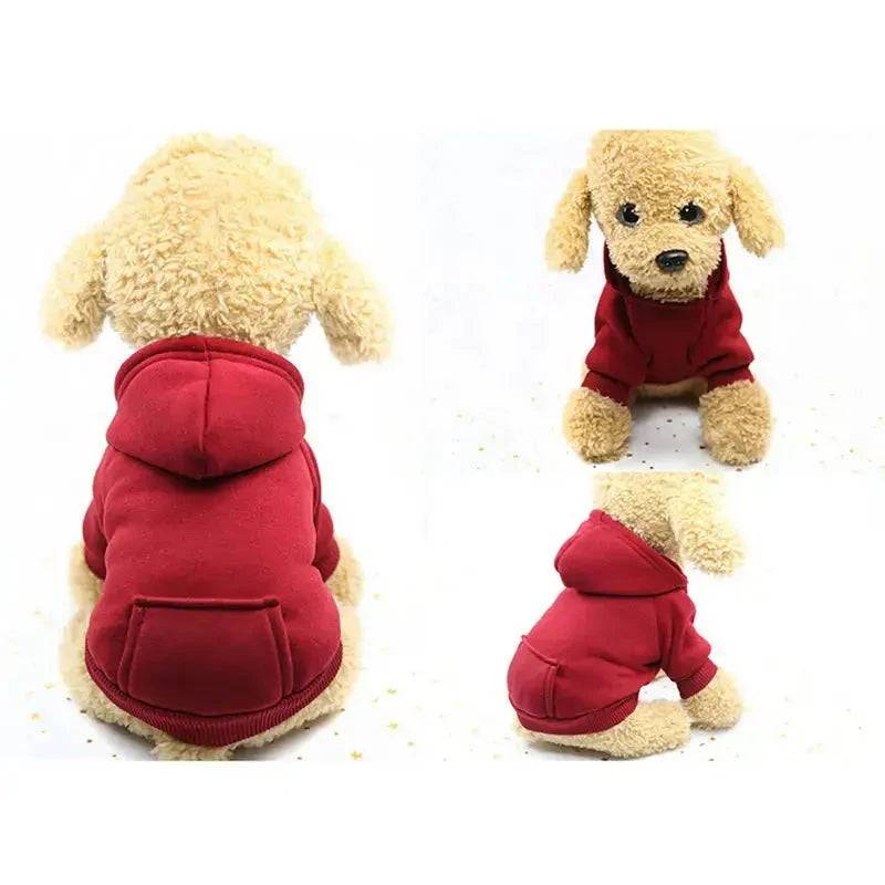 Wine Red Pet Dog Hoodie Coat Soft Fleece Warm Puppy - TrendyPet's Zone