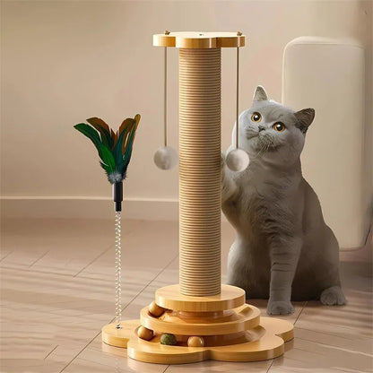 Wooden Cat Turntable Toy Sisal Scratching Balls TrendyPet's Zone