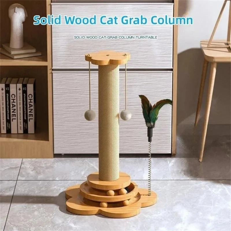 Wooden Cat Turntable Toy Sisal Scratching Balls TrendyPet's Zone