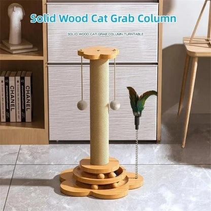 Wooden Cat Turntable Toy Sisal Scratching Balls TrendyPet's Zone