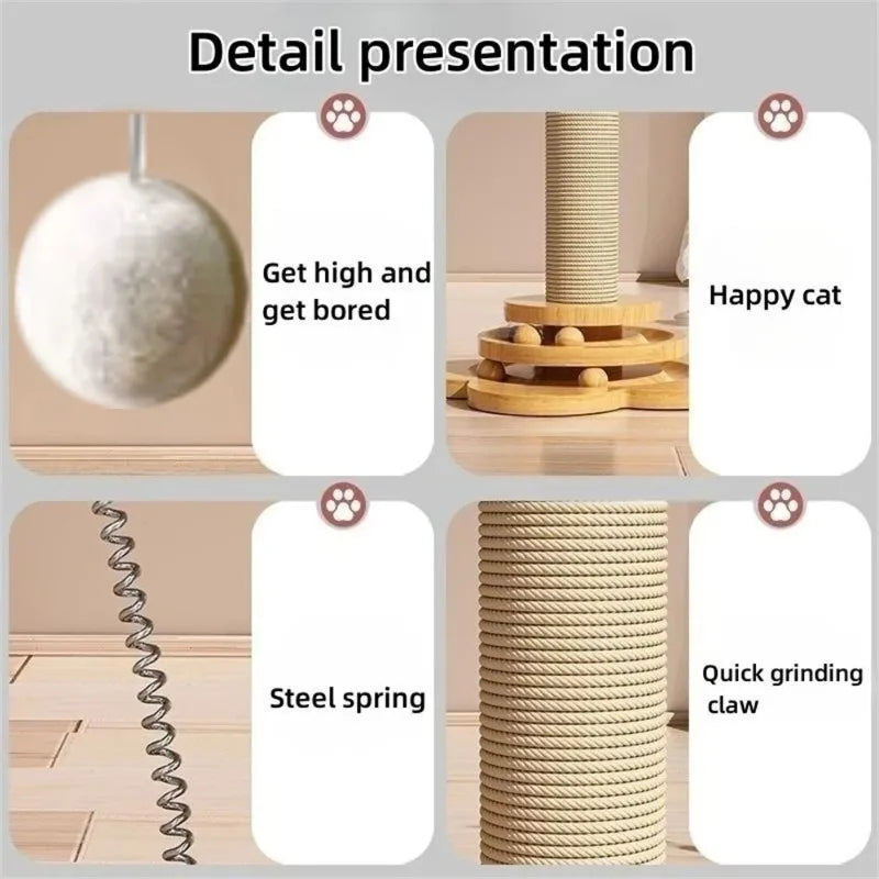 Wooden Cat Turntable Toy Sisal Scratching Balls TrendyPet's Zone