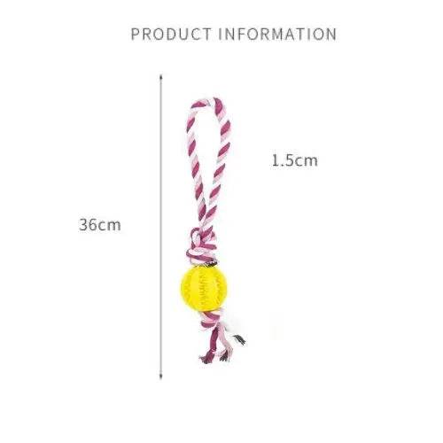 Yellow Ball Fuchsia Hemp Rope Toys Treat Interactive Rubber Leaking Balls for Small Dogs Chewing Bite Resistant Pet Tooth Cleaning - TrendyPet's Zone
