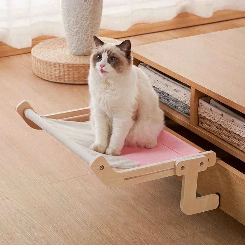Yellow Cat Hammock Hanging Bed Shelf for Cats Perch Wooden Insert Kallax Shelves - TrendyPet's Zone