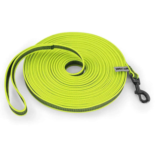 Yellow TrendyPet's Zone dog leash made of latex and silk, designed for easy training and featuring a dual-color design.