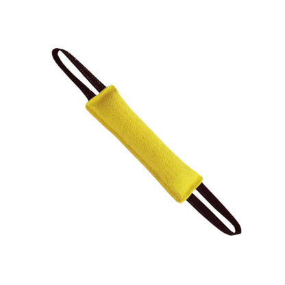 Yellow durable dog tug toy pillow from TrendyPet's Zone, ideal for interactive training and play.