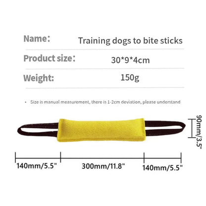 Yellow durable dog tug toy pillow for interactive training by TrendyPet's Zone, designed for tugging and play.