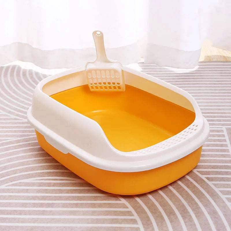Yellow Half Closed High-Capacity Cat Litters Box Anti-splash Durable For Home Indoor - TrendyPet's Zone