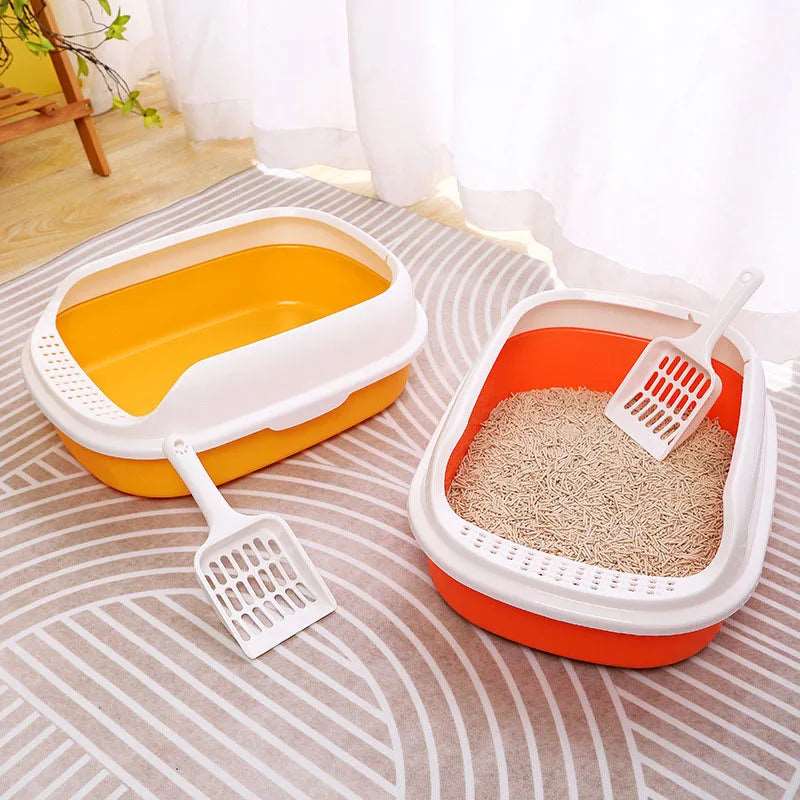Yellow Half Closed High-Capacity Cat Litters Box Anti-splash Durable For Home Indoor - TrendyPet's Zone