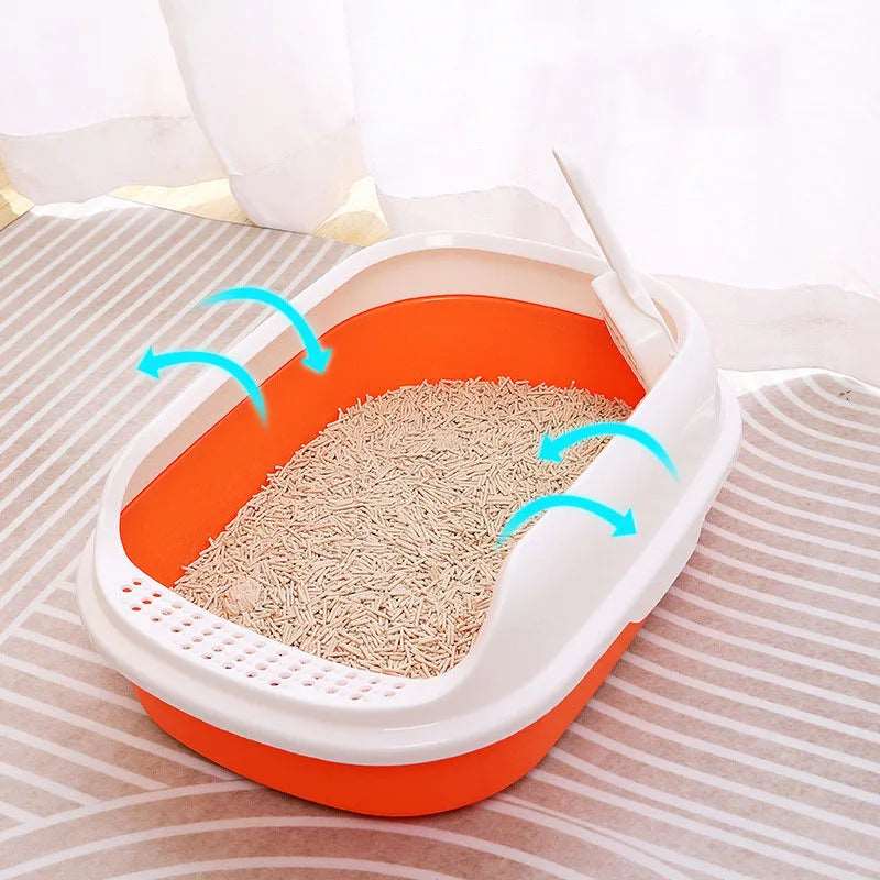 Yellow Half Closed High-Capacity Cat Litters Box Anti-splash Durable For Home Indoor - TrendyPet's Zone