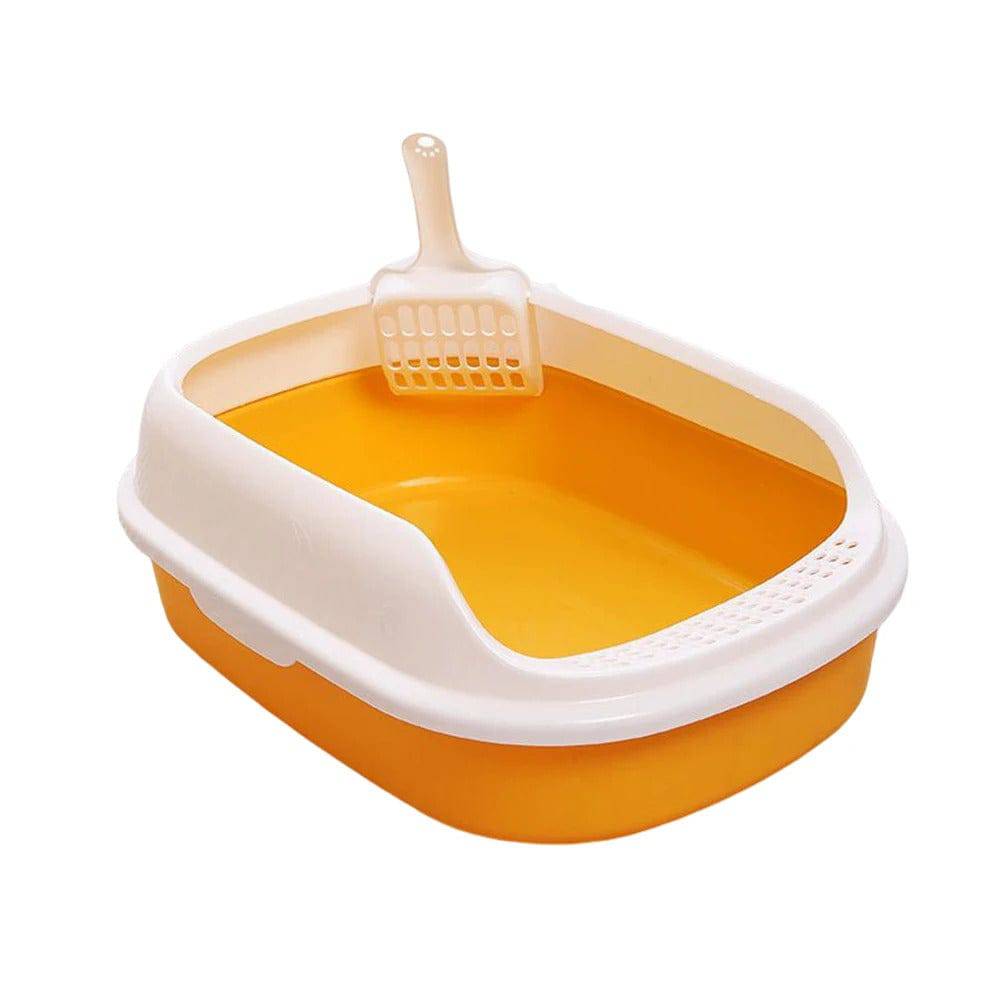 Yellow Half Closed High-Capacity Cat Litters Box Anti-splash Durable For Home Indoor - TrendyPet's Zone