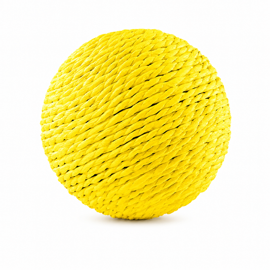 Yellow 10cm sisal cat scratching ball from TrendyPet's Zone, designed for kittens to scratch, play, and stay entertained.