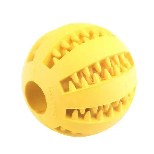 Yellow Interactive Dog Ball Toys Dispenser Teaser Rubber Chew Toys for Small Big Pet Dogs Cats Tooth Mouth Cleaning Accessories Product - TrendyPet's Zone