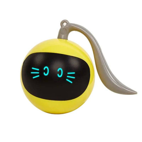 Yellow Interactive Smart Cat Toy Colorful LED Self Rotating Pet Ball Toys USB Rechargeable Kitten Automatic Ball Toys Cat Accessories