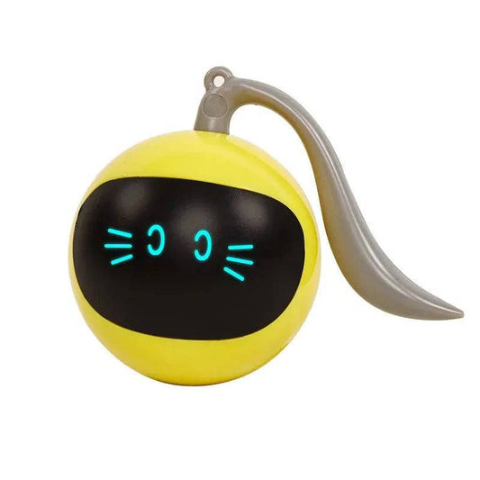 Yellow Interactive Smart Cat Toy Colorful LED Self Rotating Pet Ball Toys USB Rechargeable Kitten Automatic Ball Toys Cat Accessories - TrendyPet's Zone