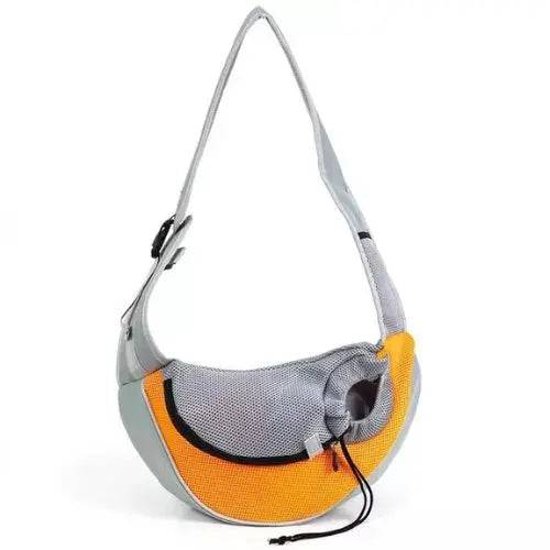 Yellow Light Grey Pet Puppy Carrier Outdoor Travel Dog Shoulder Bag Mesh Oxford Single Comfort Sling Handbag Tote Pouch - TrendyPet's Zone