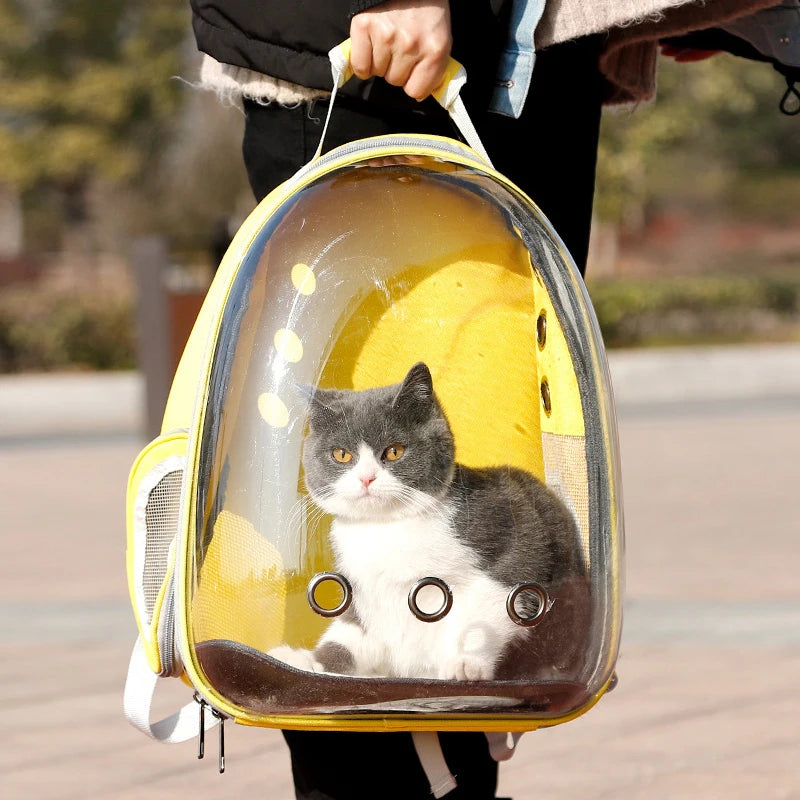 Yellow Pet Carrier Backpack Transparent Capsule Bubble Backpack  TrendyPet's Zone