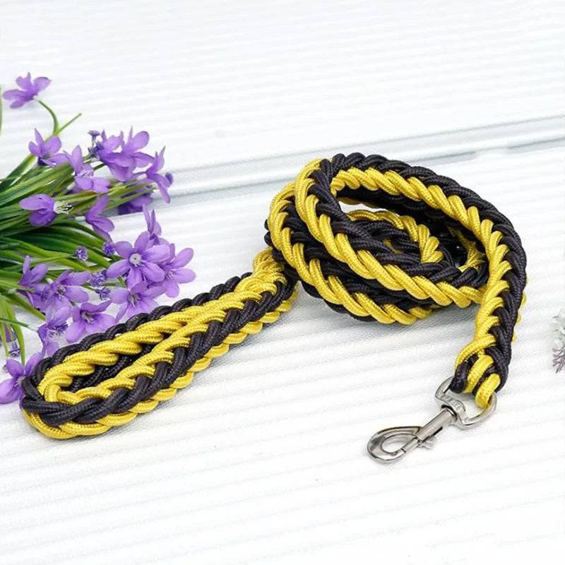 Yellow Super Strong Coarse Nylon Dog Leash Double Row Adjustable Collar For Medium Large Dogs - TrendyPet's Zone