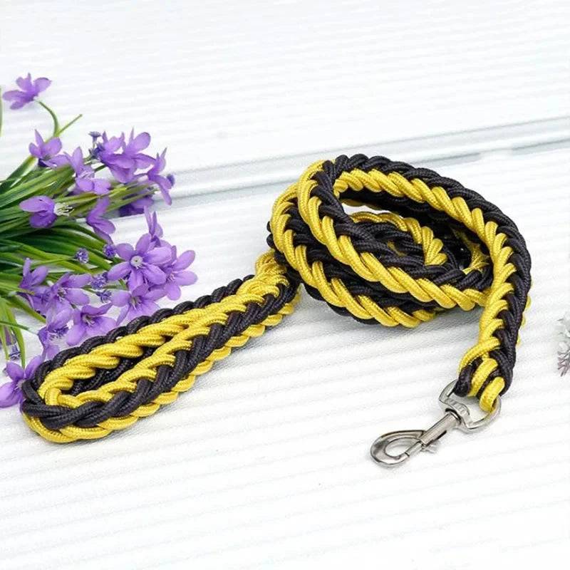 Yellow Super Strong Coarse Nylon Dog Leash Double Row Adjustable Collar For Medium Large Dogs - TrendyPet's Zone