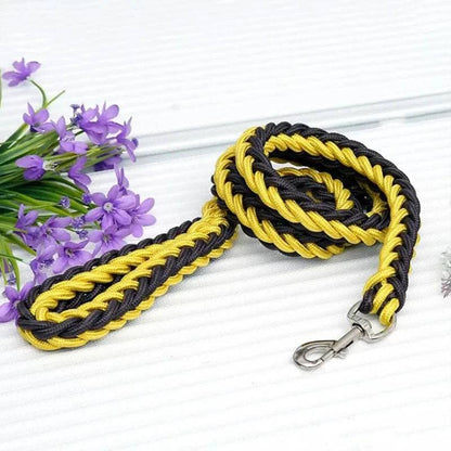 Yellow Super Strong Coarse Nylon Dog Leash Double Row Adjustable Collar For Medium Large Dogs - TrendyPet's Zone