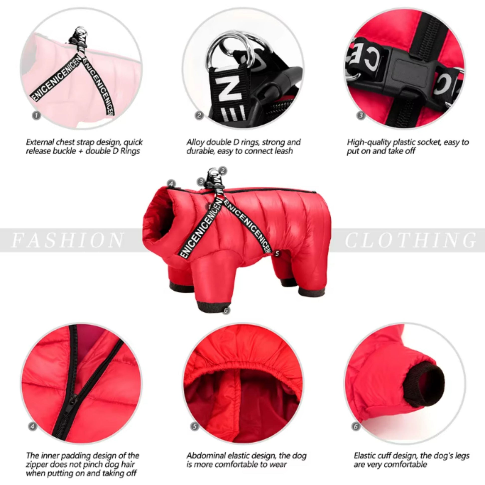 Yellow waterproof dog coat with harness from TrendyPet's Zone, designed to keep dogs warm and dry in cold weather.