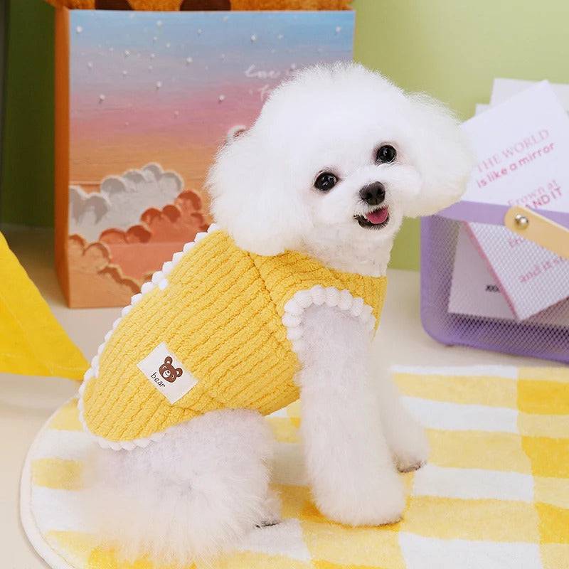 Yellow Winter Warm Apparel Soft Dog Cat Sweater Vest Coat - TrendyPet's Zone