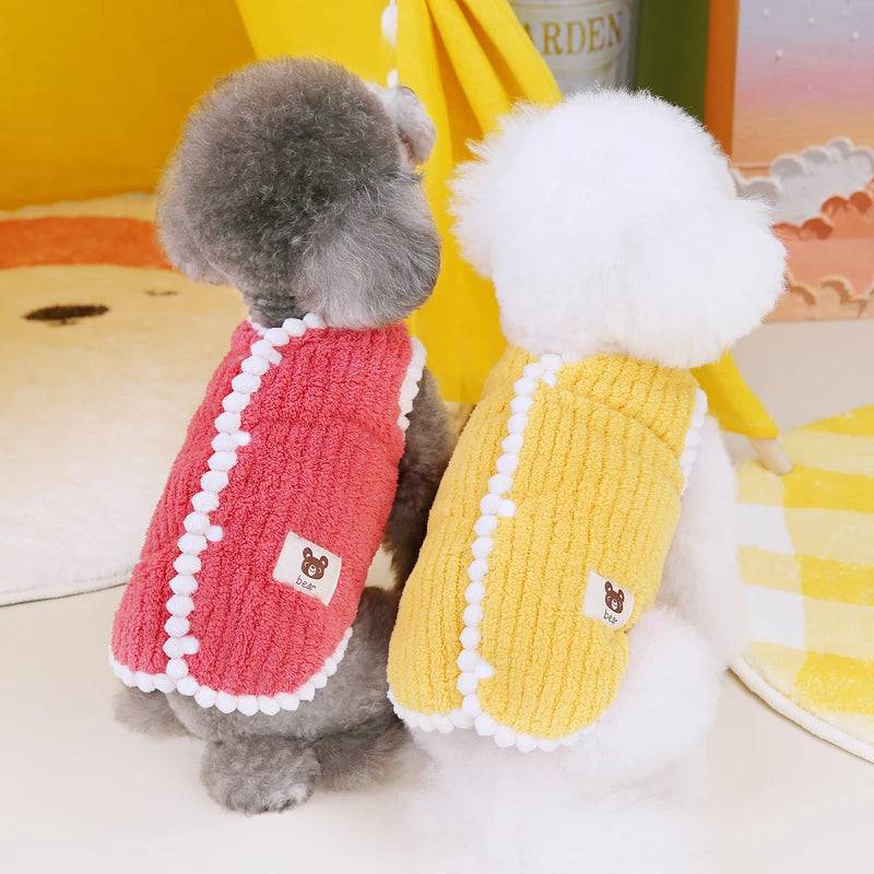 Yellow Winter Warm Apparel Soft Dog Cat Sweater Vest Coat - TrendyPet's Zone