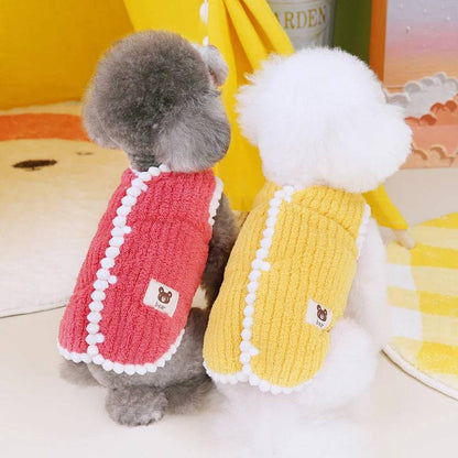 Yellow Winter Warm Apparel Soft Dog Cat Sweater Vest Coat - TrendyPet's Zone