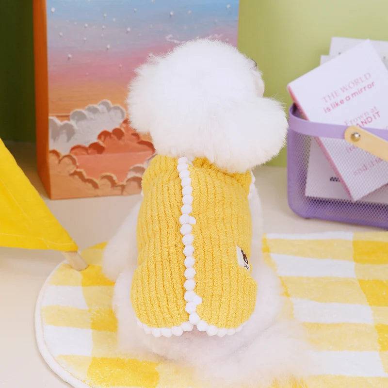 Yellow Winter Warm Apparel Soft Dog Cat Sweater Vest Coat - TrendyPet's Zone