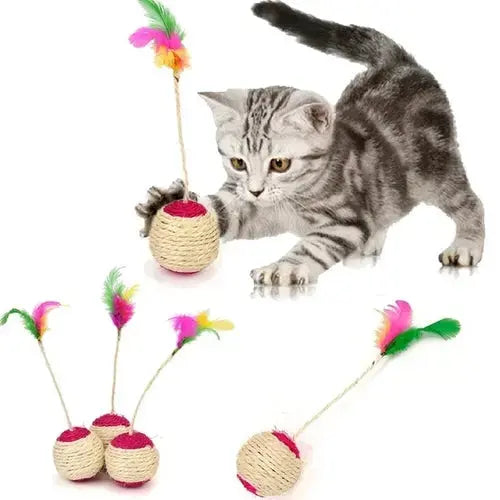 #B Cat Toy Stick Feather Wand With Bell Mouse Cage Toys Plastic TRENDYPET'S ZONE