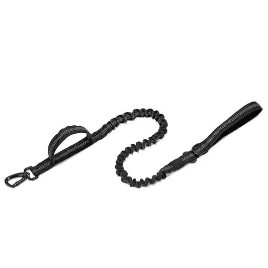 Black Tactical Dog Leash Elastic Dog Strap NO PULL Nylon Reflective Lead Traction Rope Training Walking Hunting Durable Dog Leash Line TRENDYPET'S ZONE