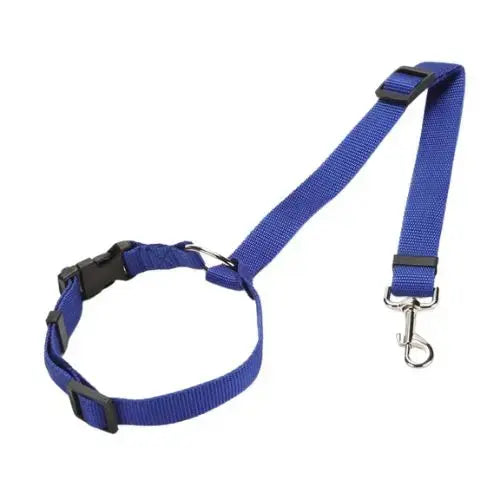 Blue Solid Color Two-in-one Pet Car Seat Belt Nylon Lead Leash Backseat Safety Belt Adjustable Dogs Harness Collar Pet Accessories TRENDYPET'S ZONE