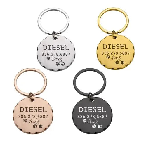 Bones Paw Print Bottle Cap Design Customized Dog ID Tags with Engraving Name Personalized Nameplate Address Cat Collar Dogs Pets Accessories Cat Suuplies Products TRENDYPET'S ZONE