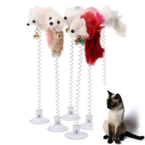 #C Cat Toy Stick Feather Wand With Bell Mouse Cage Toys Plastic TRENDYPET'S ZONE