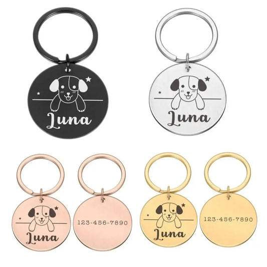 Circle Pet Design Personalized Cats Dogs ID Tags Customizable for Small and Large Pet Collar Accessories Name Phone Charm Engraved Double Sided TRENDYPET'S ZONE