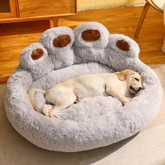 Dog Bed Cat Mat Round Large Pet House Long Plush Deep Sleeping Warm Bear Paw Shape Super Soft Cushion Calm Beds High Quality TRENDYPET'S ZONE