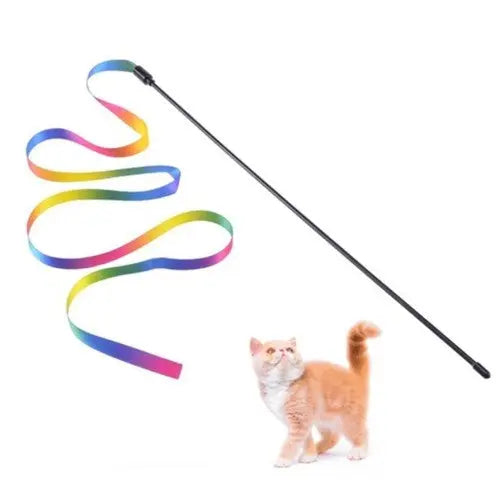 #E Cat Toy Stick Feather Wand With Bell Mouse Cage Toys Plastic TRENDYPET'S ZONE