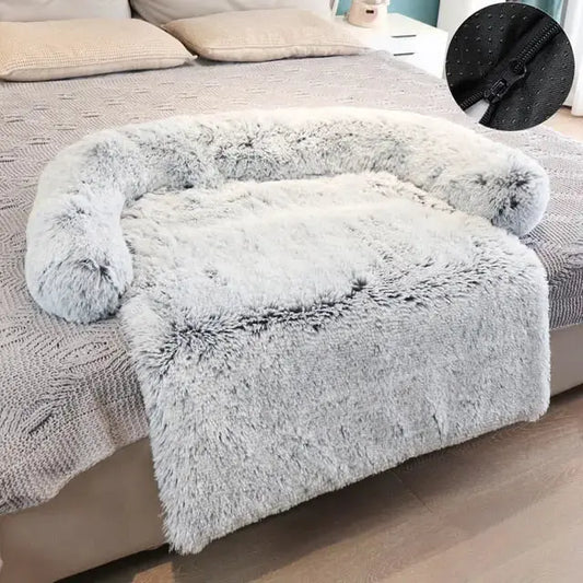 Gray-Washable Removable Plush Pet Dog Bed Sofa for Large Dogs House Mat Kennel Winter Warm Cat Bed Pad Washable Dog Cushion Blanket Sofa Cover TRENDYPET'S ZONE