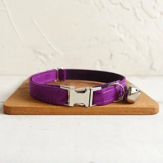 Purple Cat Small Dog Collar with Bell Personalized Engraving ID Tag Nameplate Kitten Collars Necklace Small Dogs Puppy Bulldog Chihuahua Yorshire TRENDYPET'S ZONE