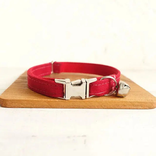 Red Cat Small Dog Collar with Bell Personalized Engraving ID Tag Nameplate Kitten Collars Necklace Small Dogs Puppy Bulldog Chihuahua Yorshire TRENDYPET'S ZONE