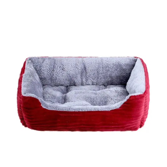 Red Pet Cat Dog Bed Cushion Square Soft Plush Kennel Dog Bed for Small Medium Dogs Cat Puppy Accessories Pet Sleep House Waterproof TRENDYPET'S ZONE