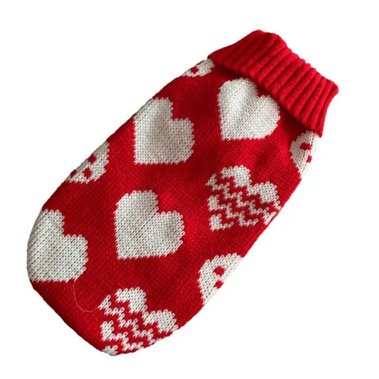 Red With Heart Copy of Cat Kitten Sweater Winter Warm Clothes For Small Medium Dogs Chihuahua Dachshund Coat French Bulldog Yorkie Poodle Pet Outfit TRENDYPET'S ZONE