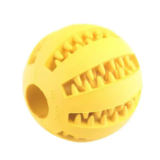 Yellow Interactive Dog Ball Toys Dispenser Teaser Rubber Chew Toys for Small Big Pet Dogs Cats Tooth Mouth Cleaning Accessories Product TRENDYPET'S ZONE